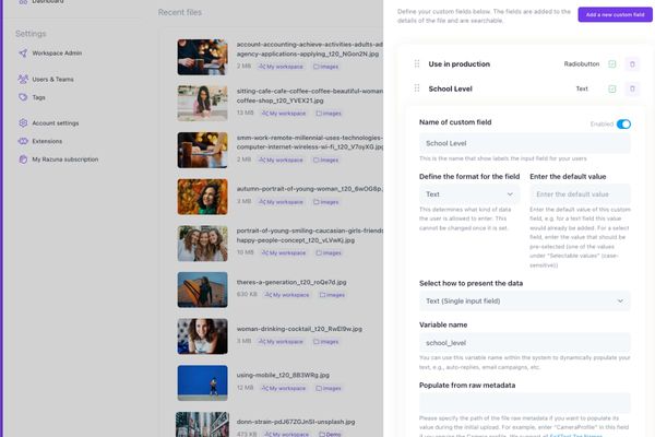 Custom Fields for digital asset management system is now available. Categories and manage your files with ease. Custom field can be populated with metadata.