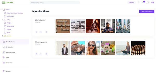 Now available in Razuna: Collections & sharing of individual files. Collections are a great way to organize your files and share them with others.